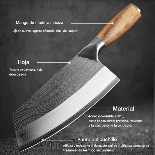 Cuchillo cocina acero damasco